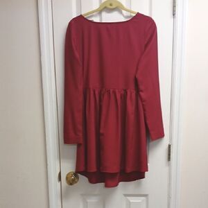 ⭐️5/$25 SALE! SHEINSIDE Elegant Red HIGH LOW Long Sleeve Dress SIZE L